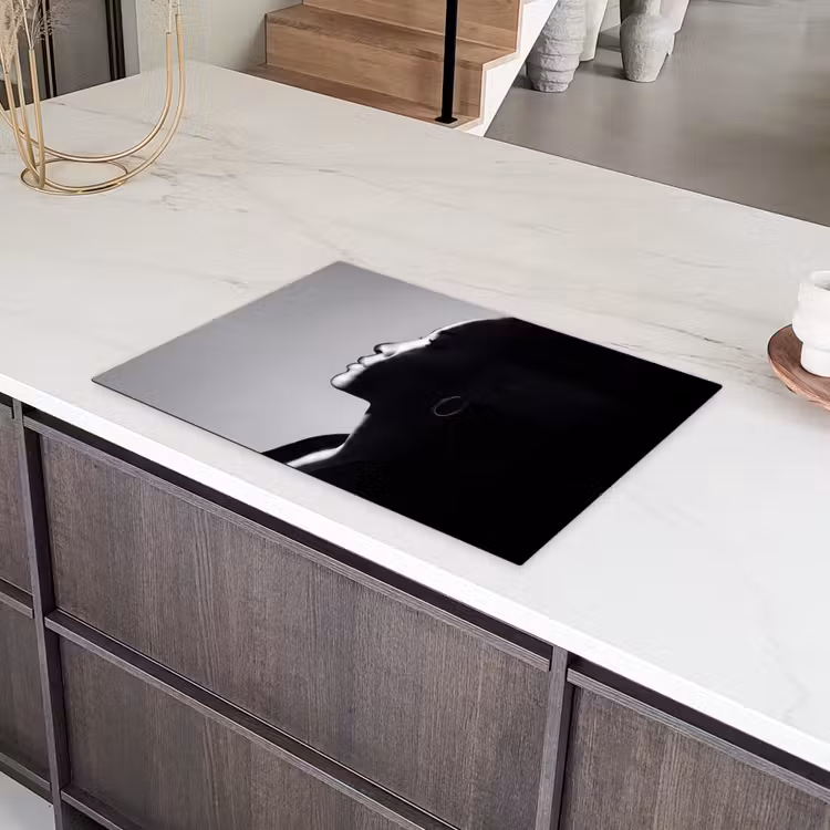 Vrouw - Profiel - Mensen - Zwart-wit Inductie beschermer vinyl 3mm klein -sfeer8