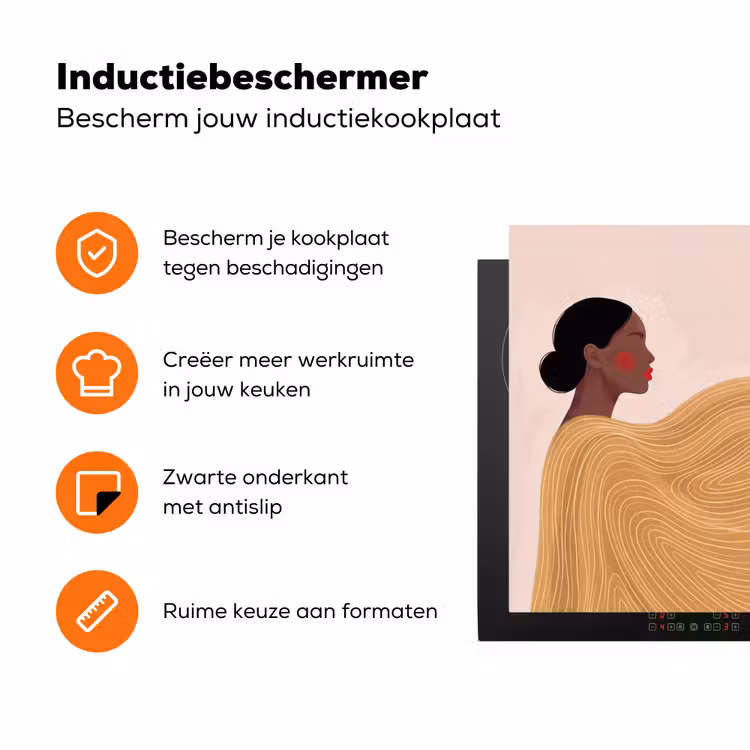 Vrouw - Profiel - Modern - Abstract - Kunst Inductie beschermer vinyl 3mm klein -zzzzzzz-td-ups