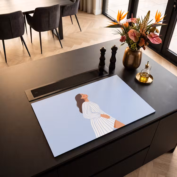 Vrouw - Profiel - Rust - Modern - Illustratie Inductie beschermer vinyl 3mm klein -sfeer5