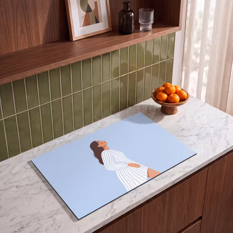 Vrouw - Profiel - Rust - Modern - Illustratie Inductie beschermer vinyl 3mm klein -sfeer8