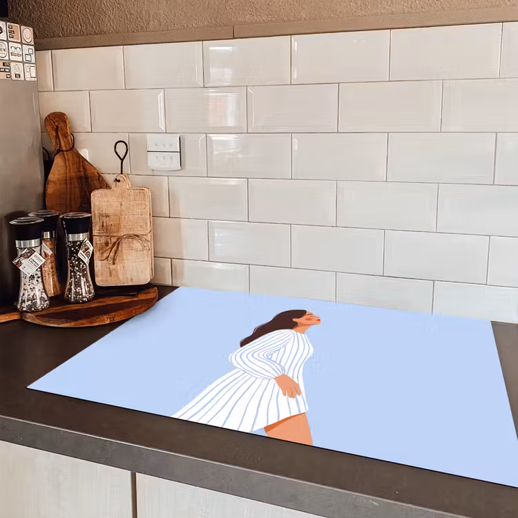 Vrouw - Profiel - Rust - Modern - Illustratie Inductie beschermer vinyl 3mm klein -sfeer3