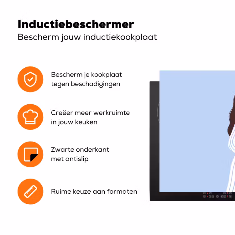 Vrouw - Profiel - Rust - Modern - Illustratie Inductie beschermer vinyl 3mm klein -zzzzzzz-td-ups