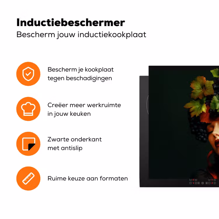 Vrouw - Rood - Groen - Druiven Inductie beschermer vinyl 3mm klein -zzzzzzz-td-ups