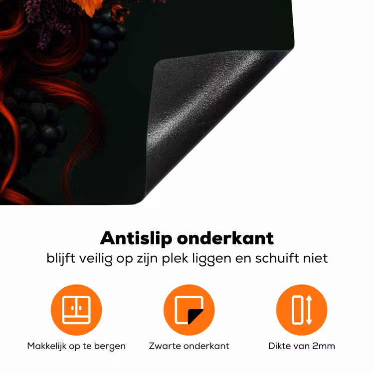Vrouw - Rood - Groen - Druiven Inductie beschermer vinyl 3mm klein -zzzzzzz-td-onderkant