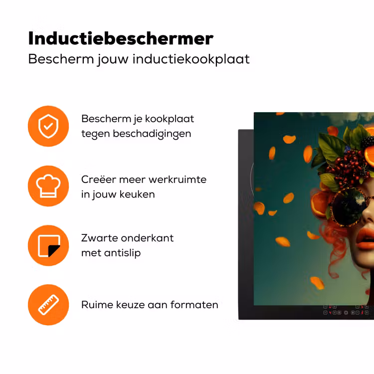 Vrouw - Sinaasappel - Bessen - Oranje Inductie beschermer vinyl 3mm klein -zzzzzzz-td-ups