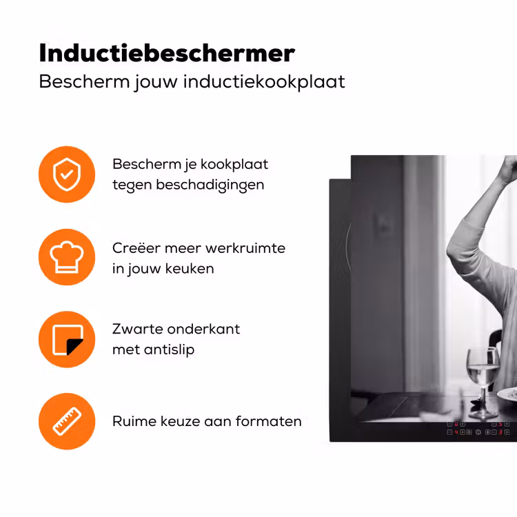 Vrouw - Spaghetti - Zwart - Wit Inductie beschermer vinyl 3mm klein -zzzzzzz-td-ups