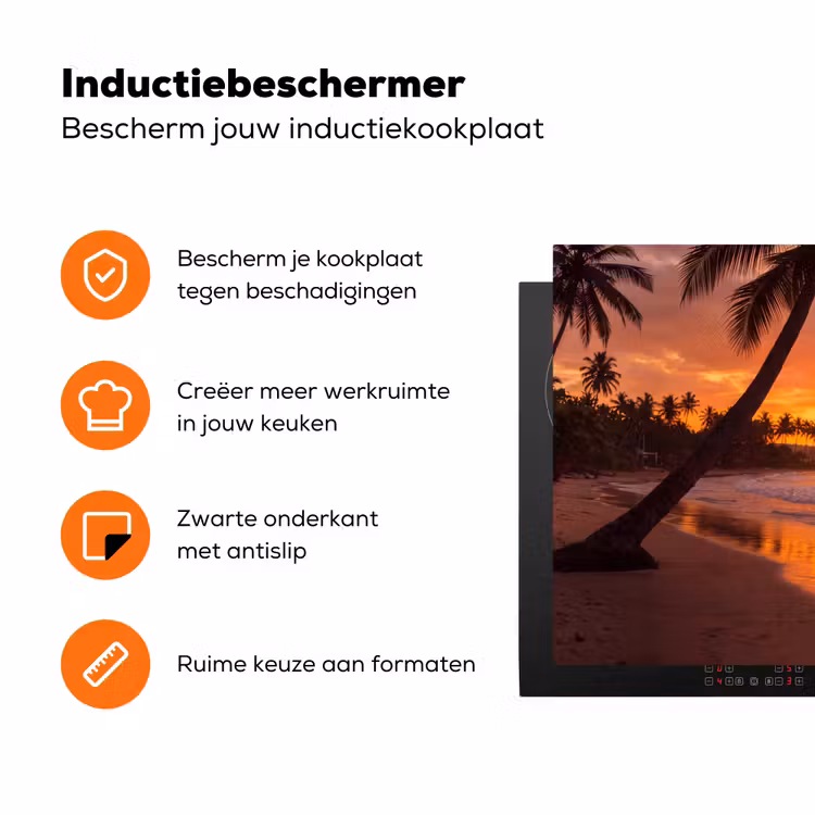 Vrouw - Surfplank - Strand - Zonsondergang - Oranje Inductie beschermer vinyl 3mm klein -zzzzzzz-td-ups