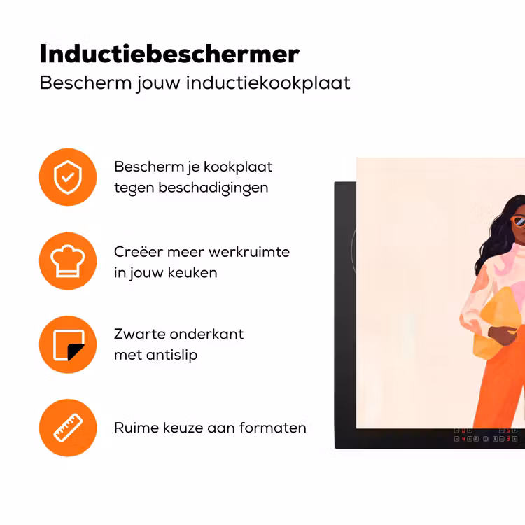 Vrouw - Twee - Mode - Abstract - Kleurrijk Inductie beschermer vinyl 3mm klein -zzzzzzz-td-ups