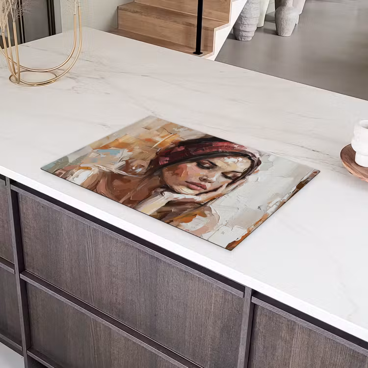 Vrouw - Verflook - Portret - Modern Inductie beschermer vinyl 3mm klein -sfeer8