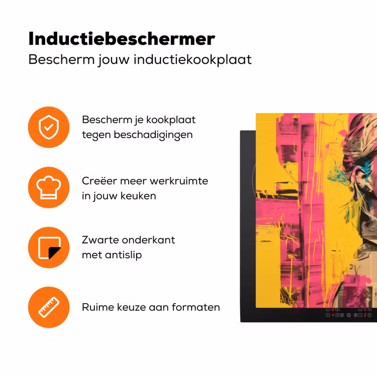 Vrouw - Verfstrepen - Gekleurd Inductie beschermer vinyl 3mm klein -zzzzzzz-td-ups