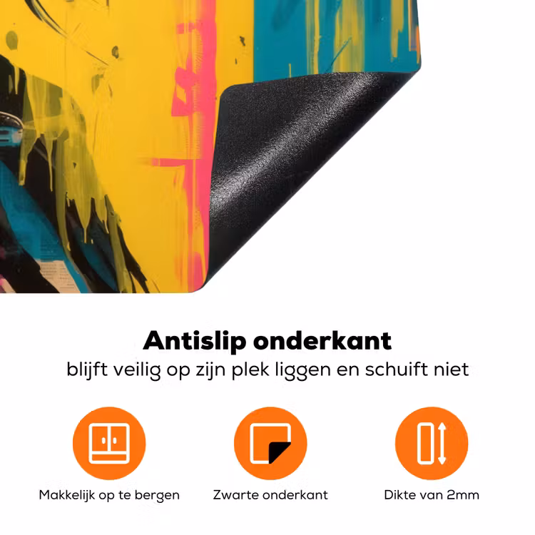 Vrouw - Verfstrepen - Gekleurd Inductie beschermer vinyl 3mm klein -zzzzzzz-td-onderkant