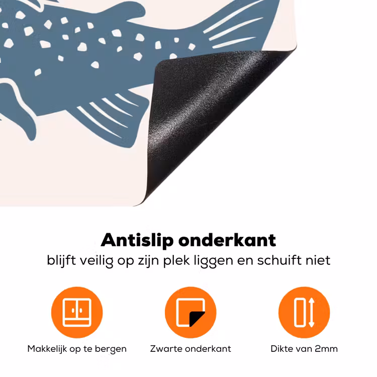 Vrouw - Vis - Fantasie - Abstract - Blauw Inductie beschermer vinyl 3mm klein -zzzzzzz-td-onderkant
