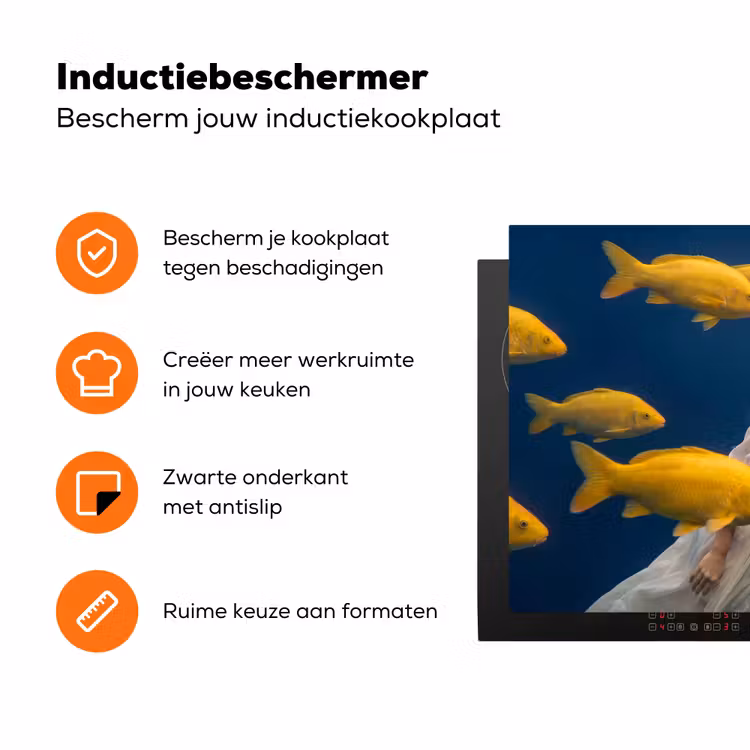 Vrouw - Vis - Water - Natuur - Geel Inductie beschermer vinyl 3mm klein -zzzzzzz-td-ups