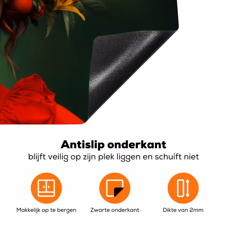 Vrouw - Vruchten - Papaja - Ananas Inductie beschermer vinyl 3mm klein -zzzzzzz-td-onderkant