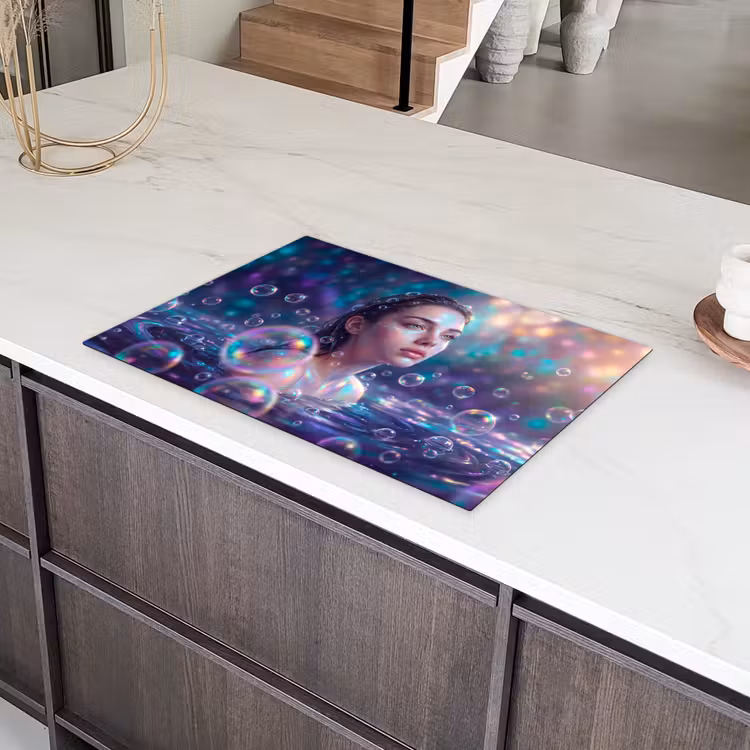 Vrouw - Water - Portret - Kleurrijk - Modern Inductie beschermer vinyl 3mm klein -sfeer8