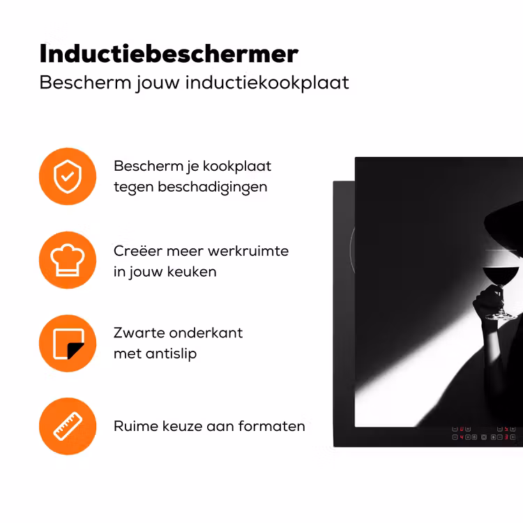 Vrouw - Wijn - Chic Inductie beschermer vinyl 3mm klein -zzzzzzz-td-ups