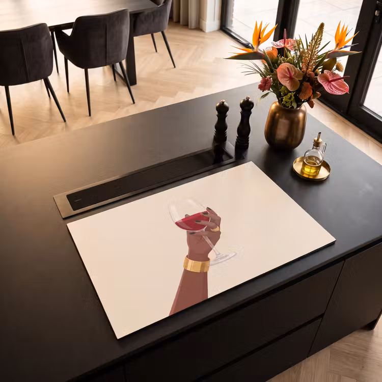 Vrouw - Wijn - Glas - Illustratie - Rood Inductie beschermer vinyl 3mm klein -sfeer5