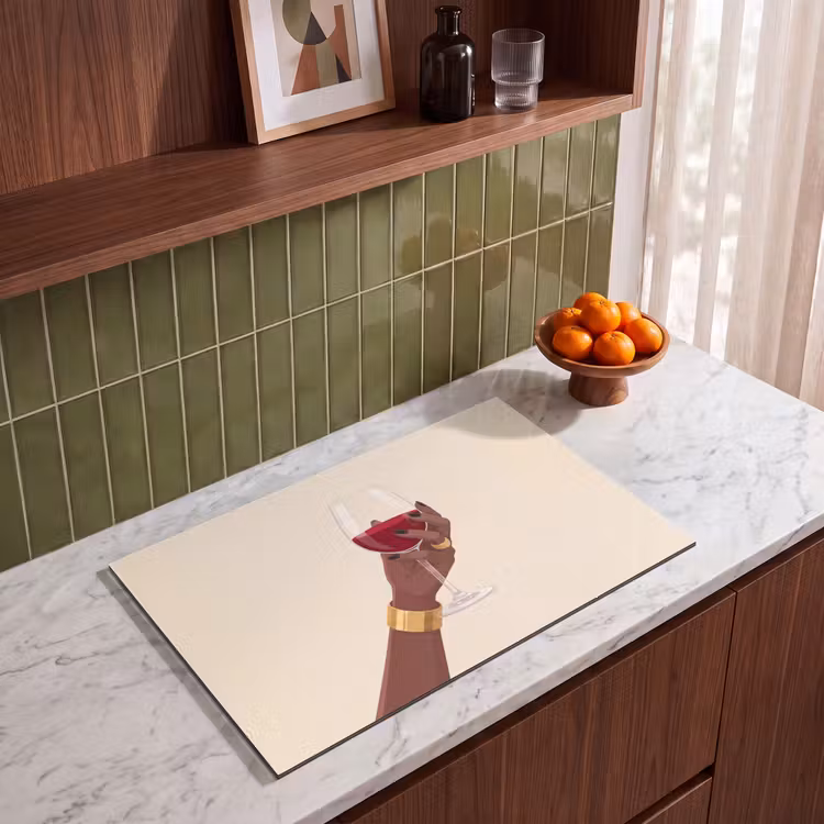Vrouw - Wijn - Glas - Illustratie - Rood Inductie beschermer vinyl 3mm klein -sfeer8