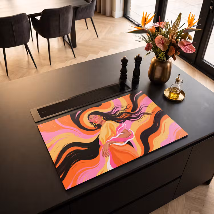 Vrouw - Zonnebril - Abstract - Kleurrijk Inductie beschermer vinyl 3mm klein -sfeer5
