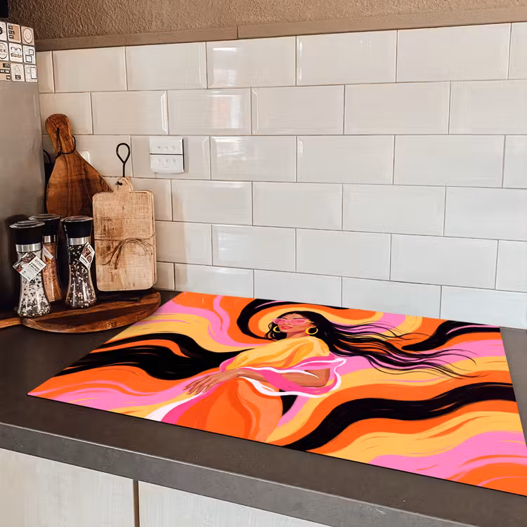 Vrouw - Zonnebril - Abstract - Kleurrijk Inductie beschermer vinyl 3mm klein -sfeer3