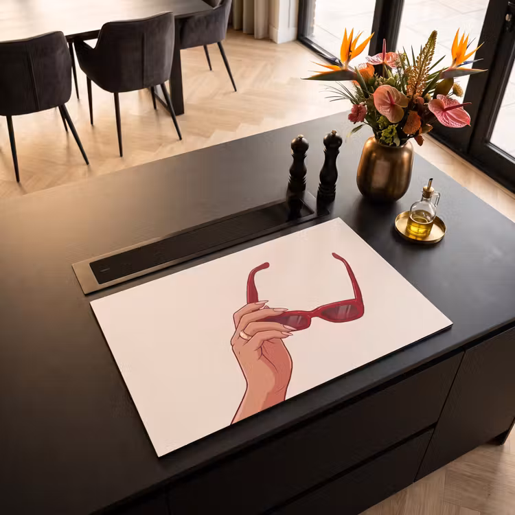 Vrouw - Zonnebril - Mode - Rood - Illustratie Inductie beschermer vinyl 3mm klein -sfeer5