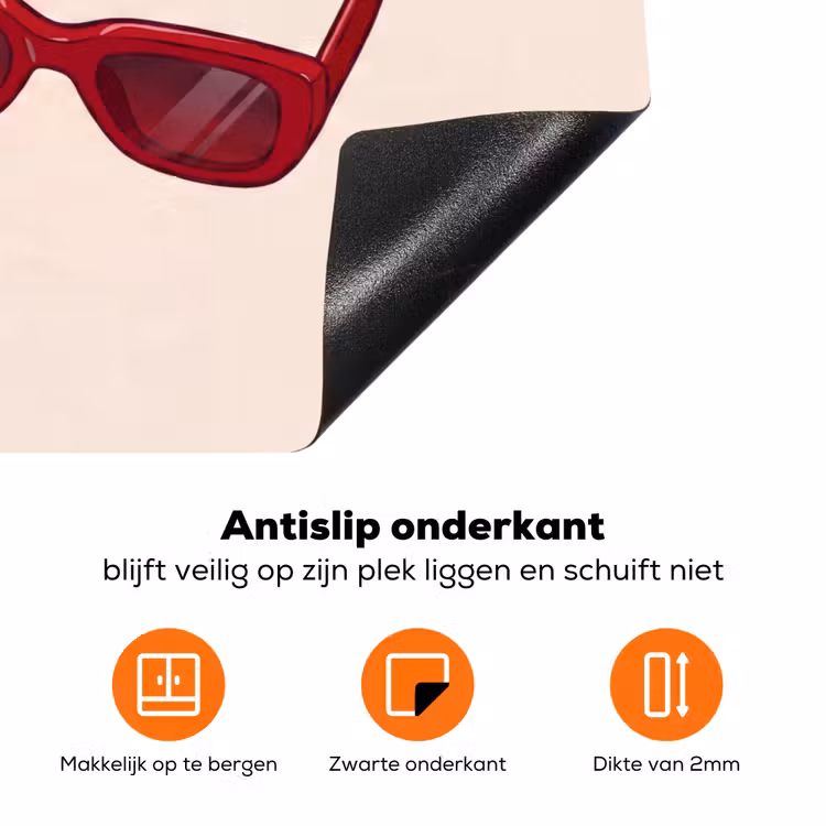 Vrouw - Zonnebril - Mode - Rood - Illustratie Inductie beschermer vinyl 3mm klein -zzzzzzz-td-onderkant