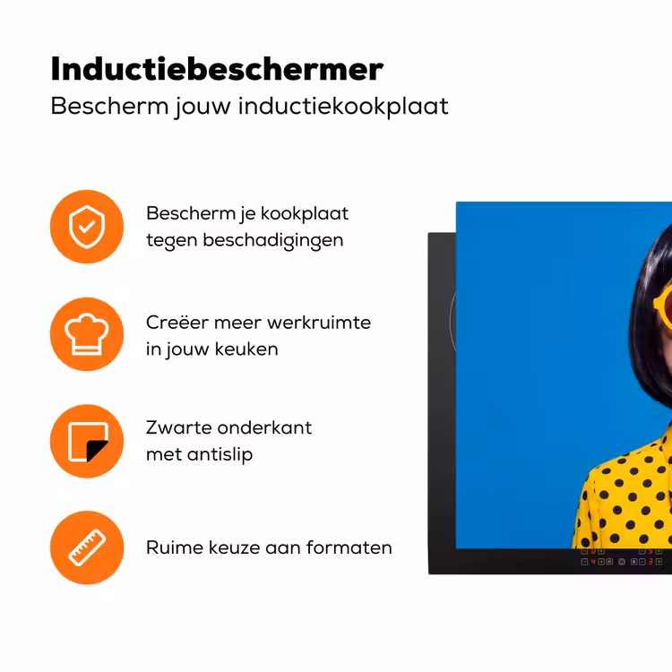 Vrouw - Zonnebril - Pop Art - Portret - Geel Inductie beschermer vinyl 3mm klein -zzzzzzz-td-ups