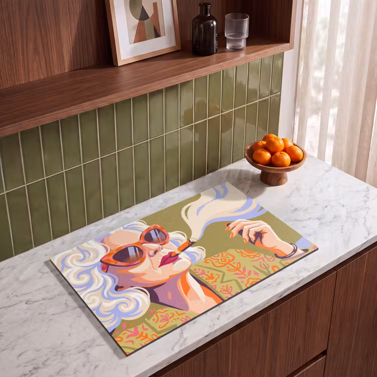Vrouw - Zonnebril - Portret - Modern - Kleurrijk Inductie beschermer vinyl 3mm klein -sfeer8