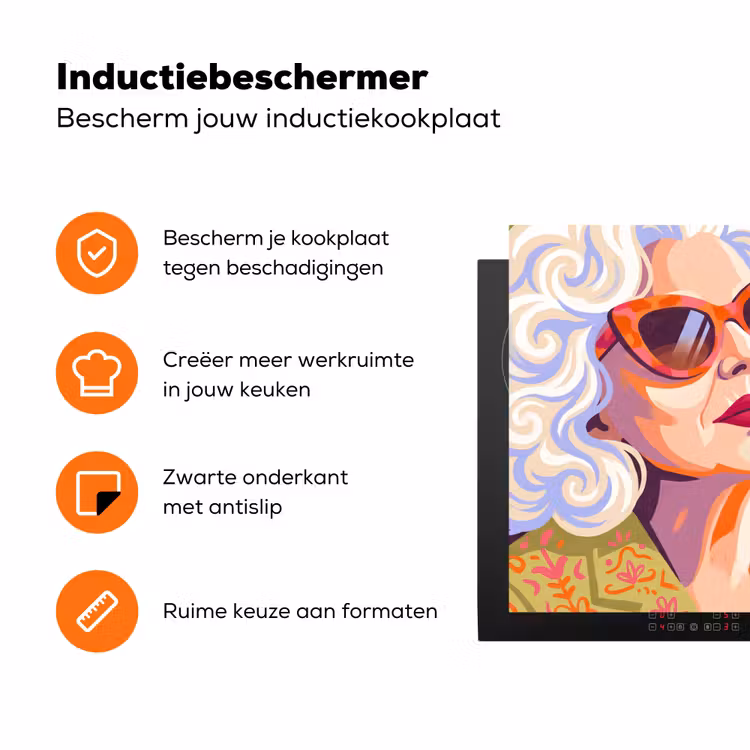 Vrouw - Zonnebril - Portret - Modern - Kleurrijk Inductie beschermer vinyl 3mm klein -zzzzzzz-td-ups