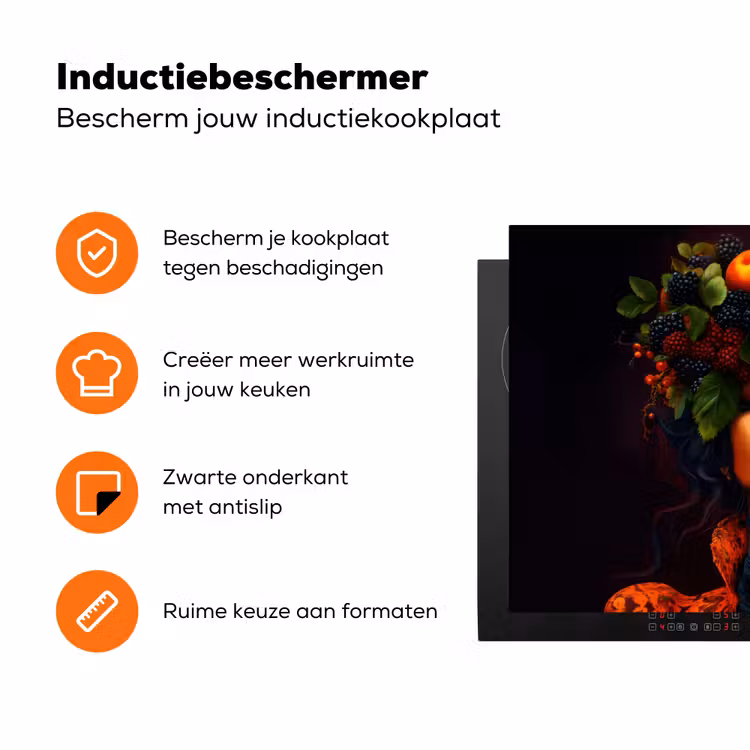 Vrouw - Zwart - Bessen - Bramen - Appels Inductie beschermer vinyl 3mm klein -zzzzzzz-td-ups