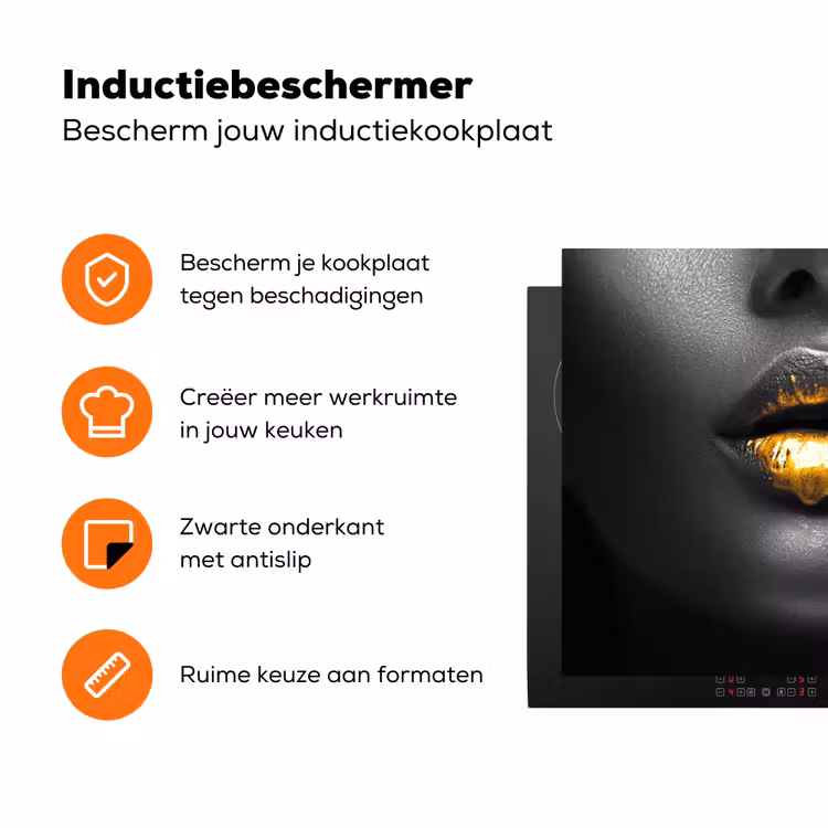 Vrouw - Zwart - Goud - Gezicht - Lippen Inductie beschermer vinyl 3mm klein -zzzzzzz-td-ups