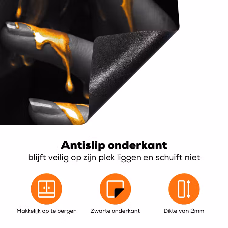 Vrouw - Zwart - Goud - Gezicht - Lippen Inductie beschermer vinyl 3mm klein -zzzzzzz-td-onderkant