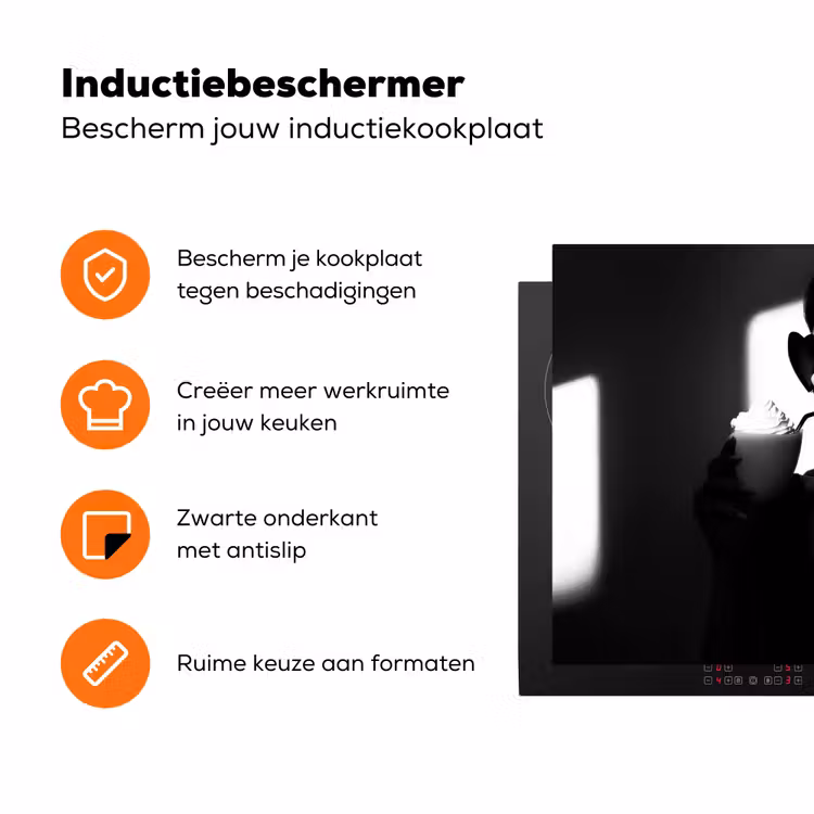 Vrouw - Zwart - Hart Inductie beschermer vinyl 3mm klein -zzzzzzz-td-ups