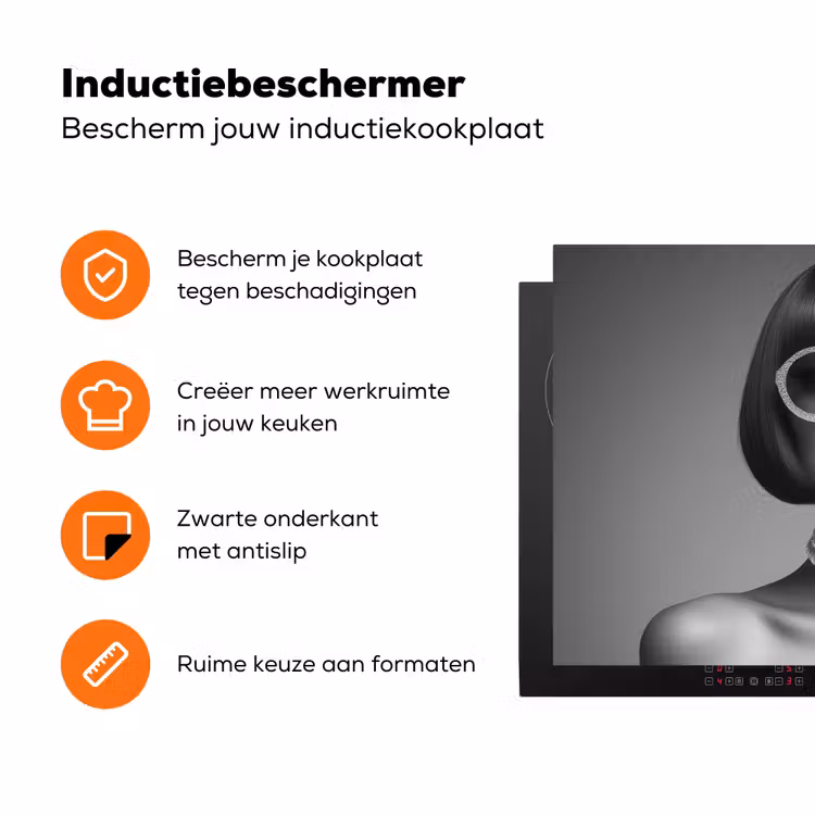 Vrouw - Zwart Wit - Ketting - Zonnebril Inductie beschermer vinyl 3mm klein -zzzzzzz-td-ups
