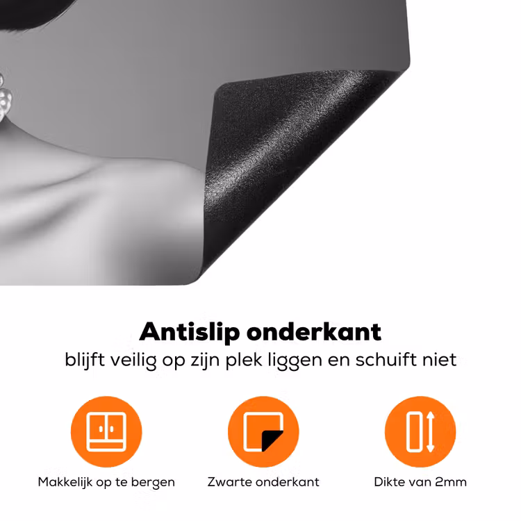Vrouw - Zwart Wit - Ketting - Zonnebril Inductie beschermer vinyl 3mm klein -zzzzzzz-td-onderkant