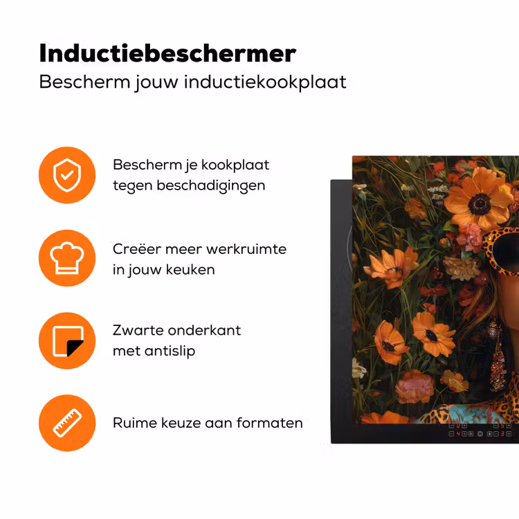 Vrouwen - Bloemen - Modern - Bril - Abstract Inductie beschermer vinyl 3mm klein -zzzzzzz-td-ups