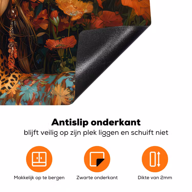 Vrouwen - Bloemen - Modern - Bril - Abstract Inductie beschermer vinyl 3mm klein -zzzzzzz-td-onderkant