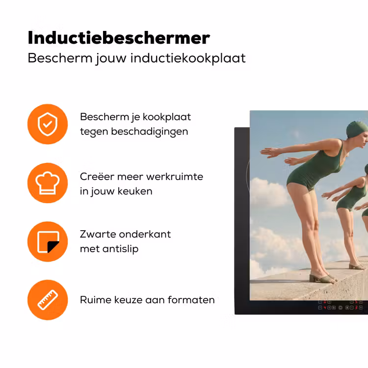 Inductiebeschermer - Vrouwen - Duikhouding - Wolken - Vrouwen - Duikhouding - Wolken Inductie beschermer vinyl 3mm klein