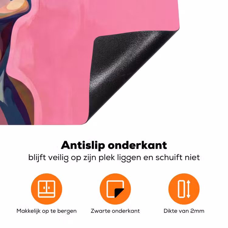 Vrouwengezicht - Vlinders - Kleurrijk Inductie beschermer vinyl 3mm klein -zzzzzzz-td-onderkant