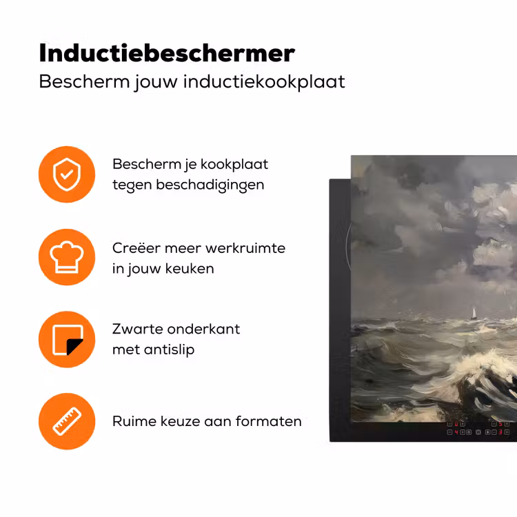 Vuurtoren - Golven - Storm Inductie beschermer vinyl 3mm klein -zzzzzzz-td-ups