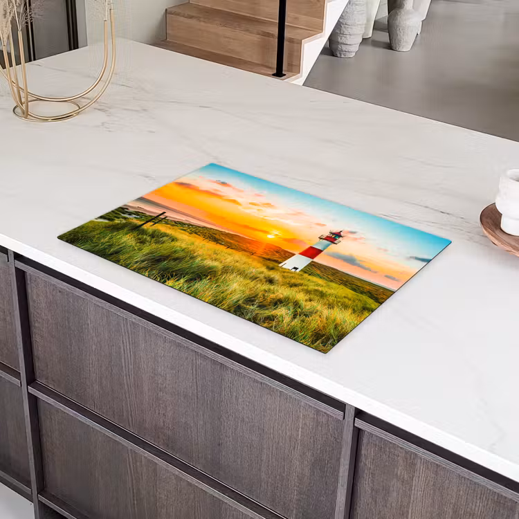 Vuurtoren - Natuur - Zon - Landschap - Gras - Strand - Zee Inductie beschermer vinyl 3mm klein -sfeer8