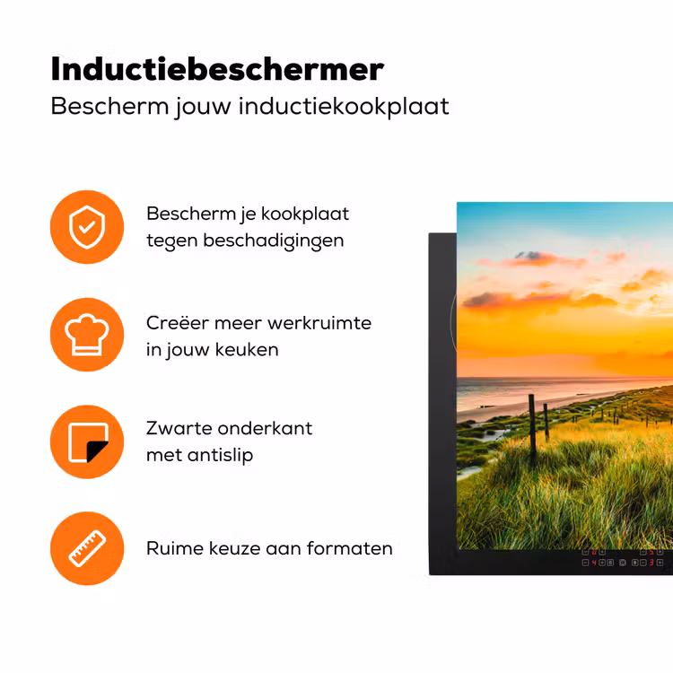 Vuurtoren - Natuur - Zon - Landschap - Gras - Strand - Zee Inductie beschermer vinyl 3mm klein -zzzzzzz-td-ups