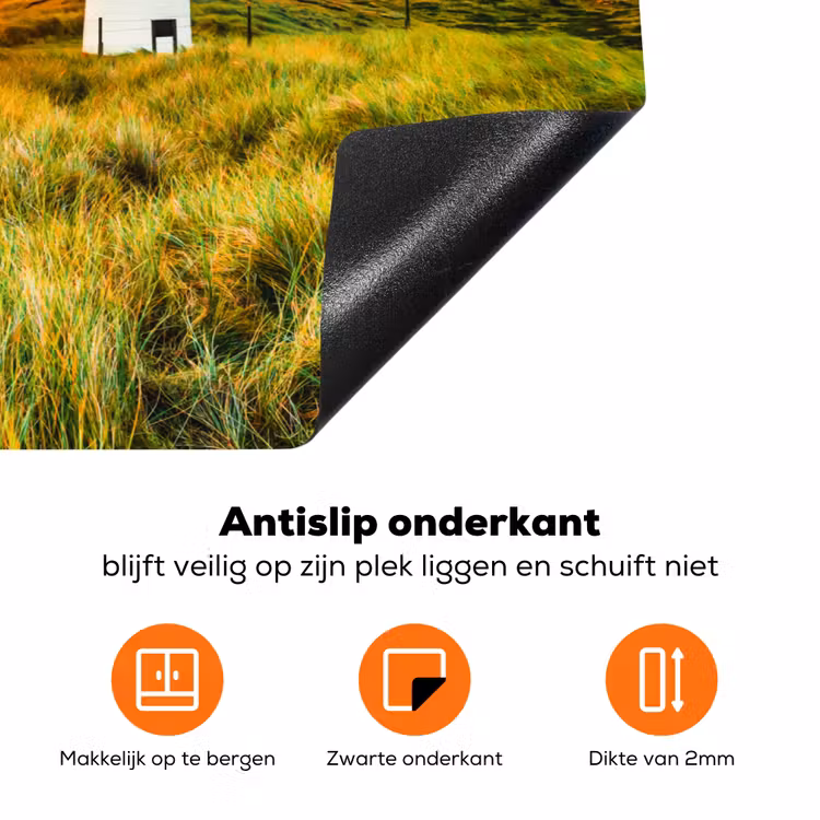 Vuurtoren - Natuur - Zon - Landschap - Gras - Strand - Zee Inductie beschermer vinyl 3mm klein -zzzzzzz-td-onderkant