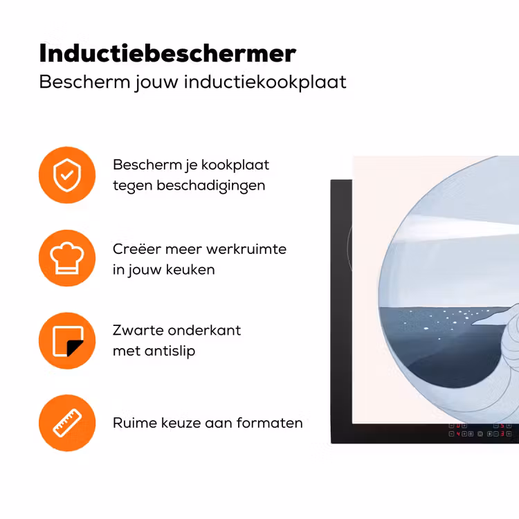 Vuurtoren - Zee - Schelp - Abstract - Blauw Inductie beschermer vinyl 3mm klein -zzzzzzz-td-ups