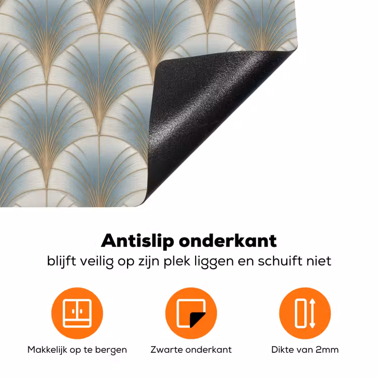 Waaier - Klassiek - Blauw Inductie beschermer vinyl 3mm klein 276 -zzzzzzz-td-onderkant
