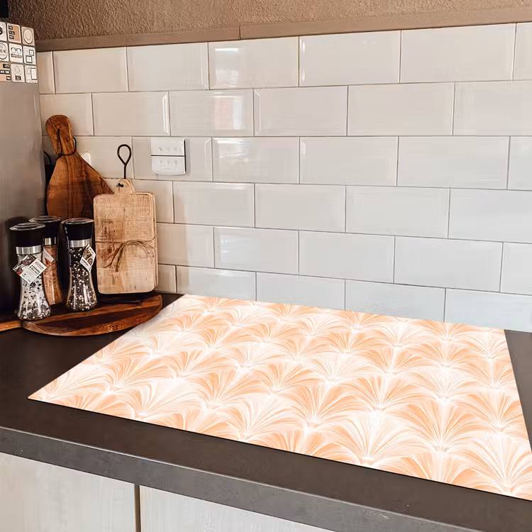 Waaier - Patroon - Perzik Inductie beschermer vinyl 3mm klein 276 -sfeer3