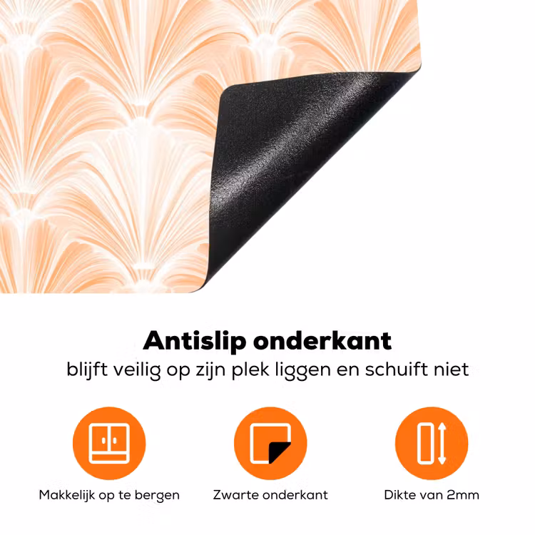 Waaier - Patroon - Perzik Inductie beschermer vinyl 3mm klein 276 -zzzzzzz-td-onderkant