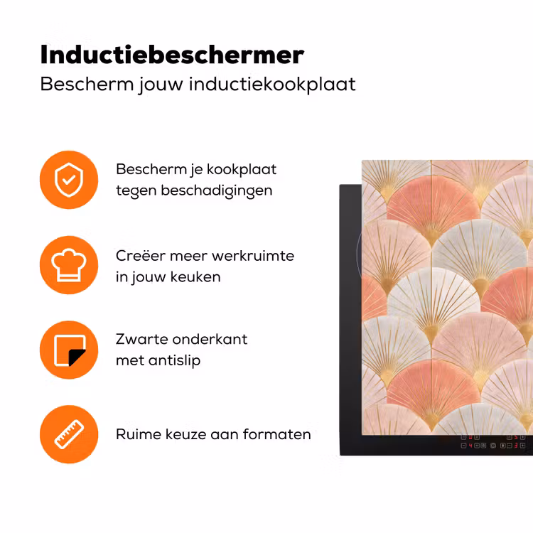 Waaiers - Goud - Roze Inductie beschermer vinyl 3mm klein 276 -zzzzzzz-td-ups