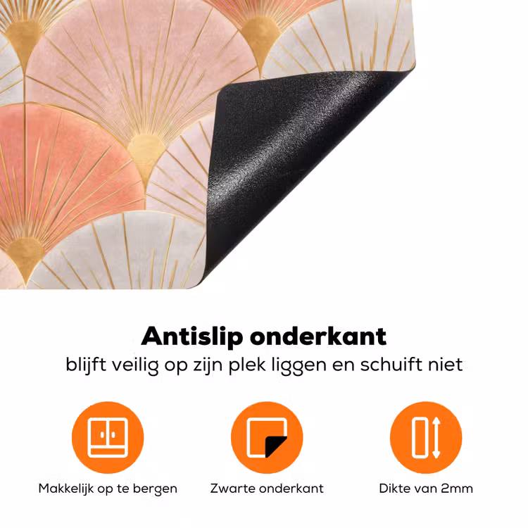 Waaiers - Goud - Roze Inductie beschermer vinyl 3mm klein 276 -zzzzzzz-td-onderkant