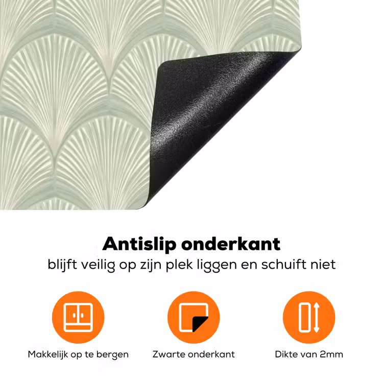 Waaiers - Patroon - Groen Inductie beschermer vinyl 3mm klein 276 -zzzzzzz-td-onderkant